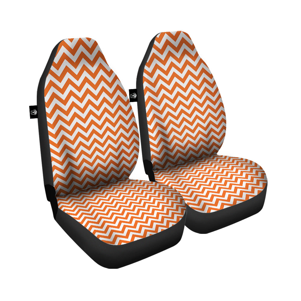 Orange Zigzag Print Pattern Car Seat Covers-grizzshop