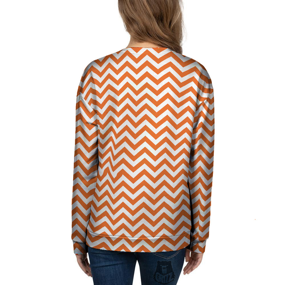 Orange Zigzag Print Pattern Women's Sweatshirt-grizzshop