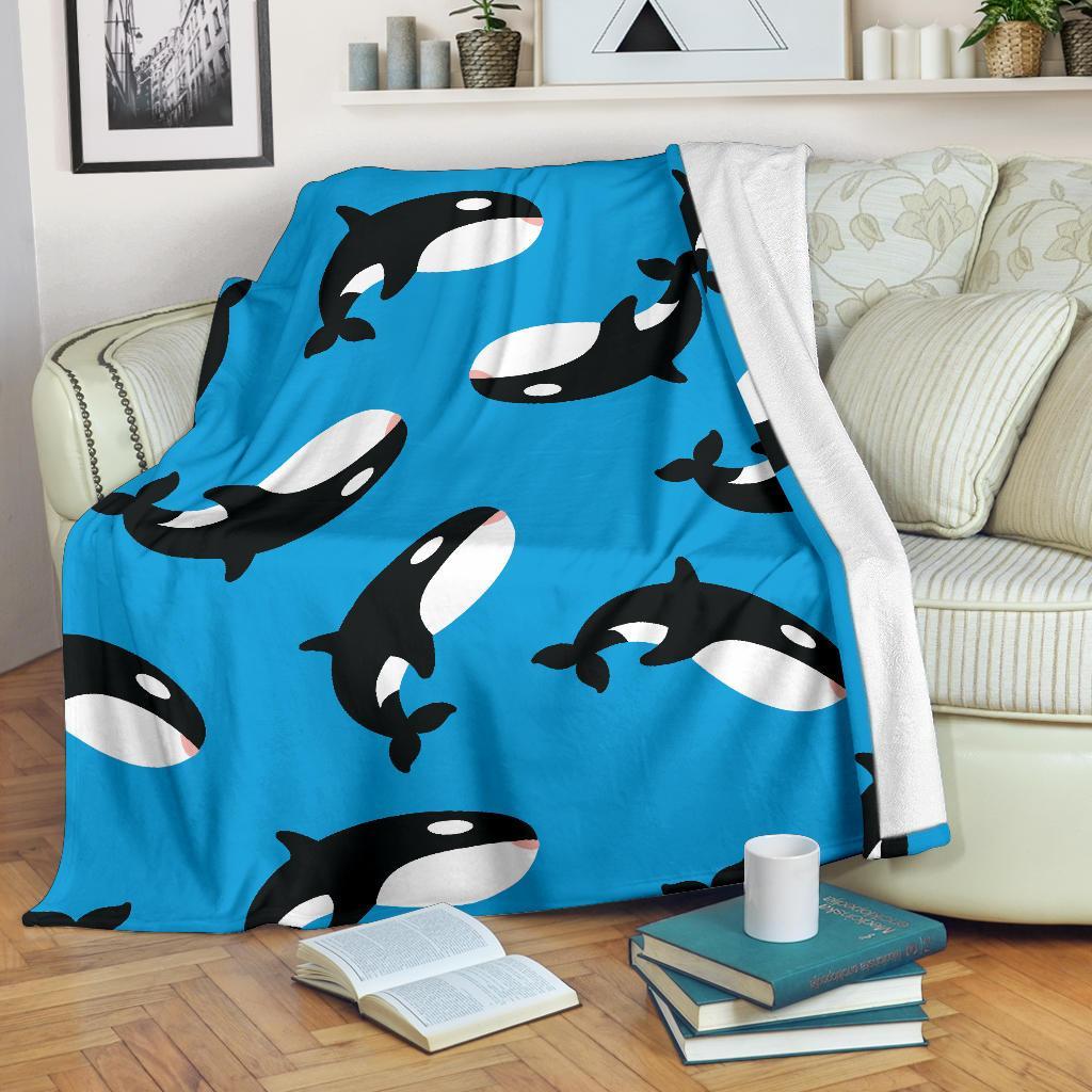 Orca Killer Whale Pattern Print Blanket-grizzshop