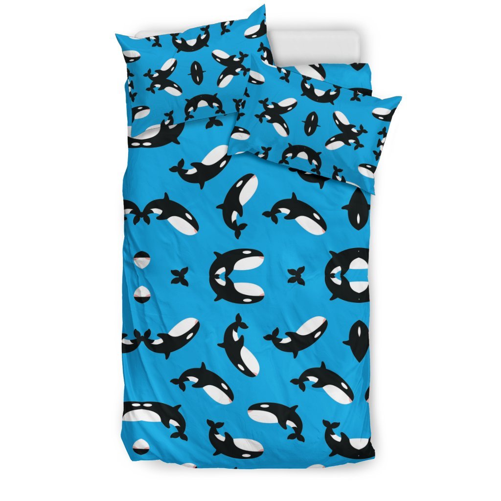 Orca Killer Whale Pattern Print Duvet Cover Bedding Set-grizzshop