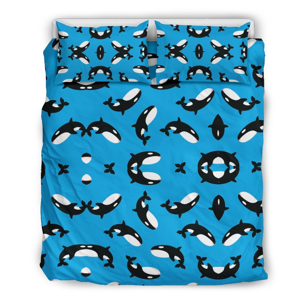 Orca Killer Whale Pattern Print Duvet Cover Bedding Set-grizzshop