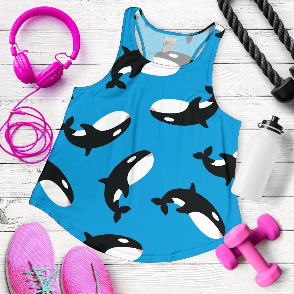 Orca Killer Whale Pattern Print Racerback Tank Tops-grizzshop