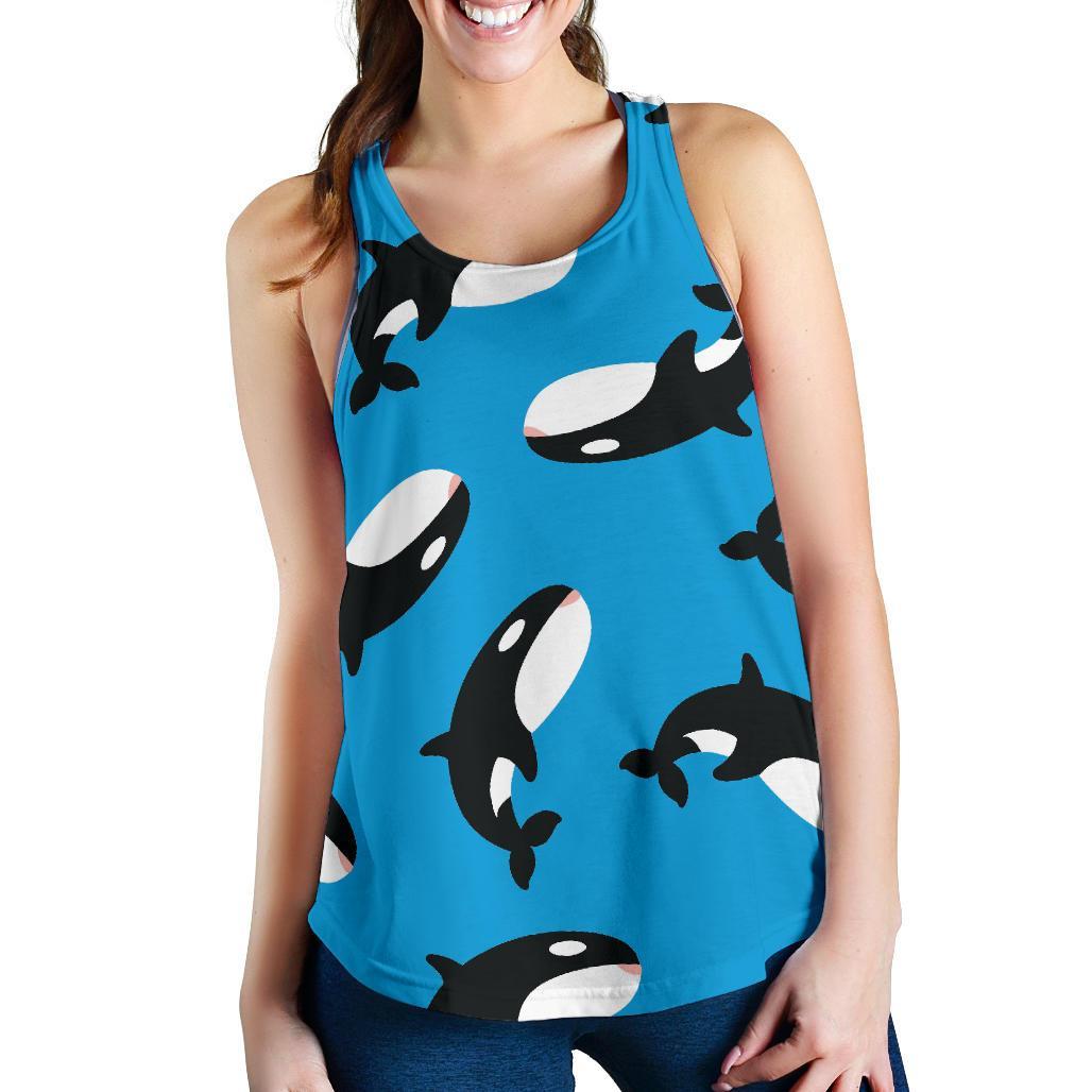 Orca Killer Whale Pattern Print Racerback Tank Tops-grizzshop