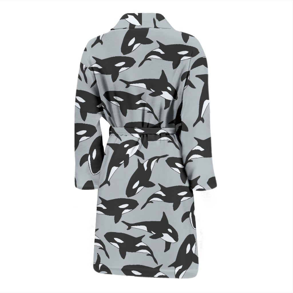 Orca Killer Whale Print Pattern Men Long Robe-grizzshop