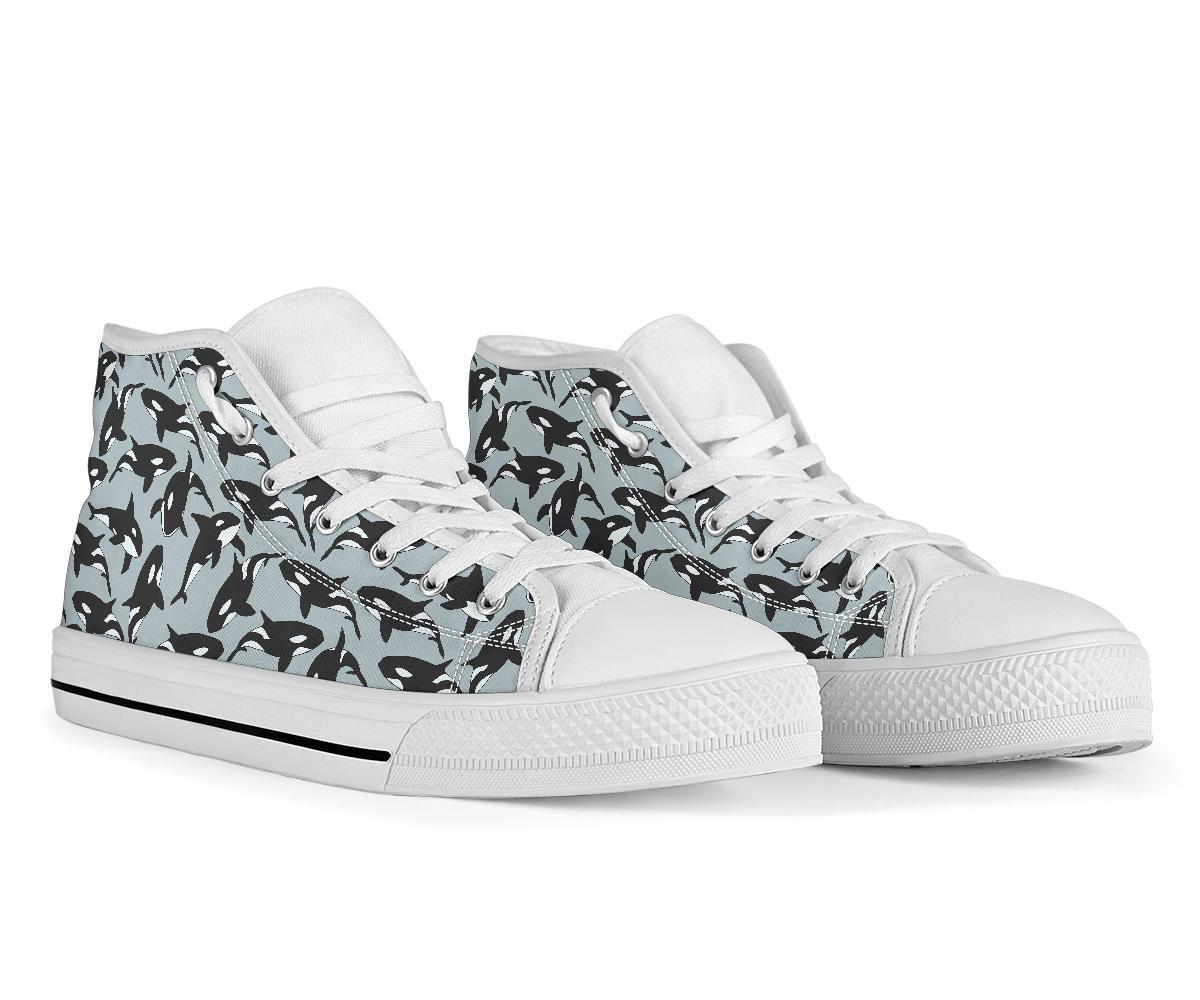 Orca Killer Whale Print Pattern Men Women's High Top Shoes-grizzshop