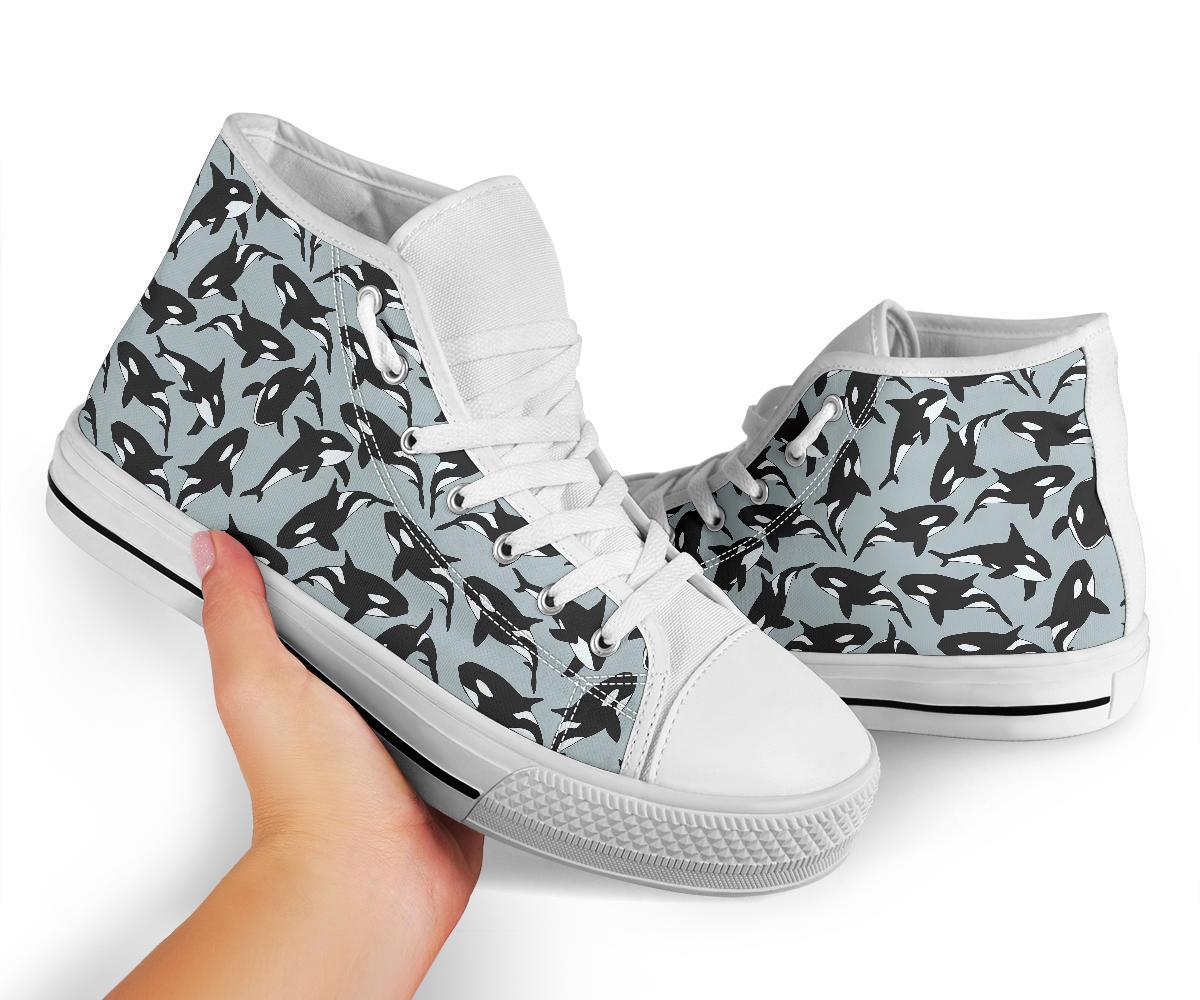 Orca Killer Whale Print Pattern Men Women's High Top Shoes-grizzshop