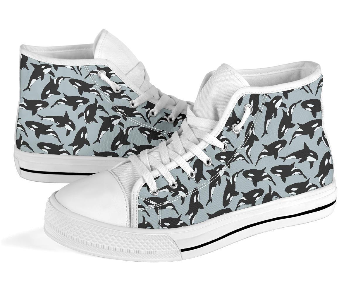 Orca Killer Whale Print Pattern Men Women's High Top Shoes-grizzshop