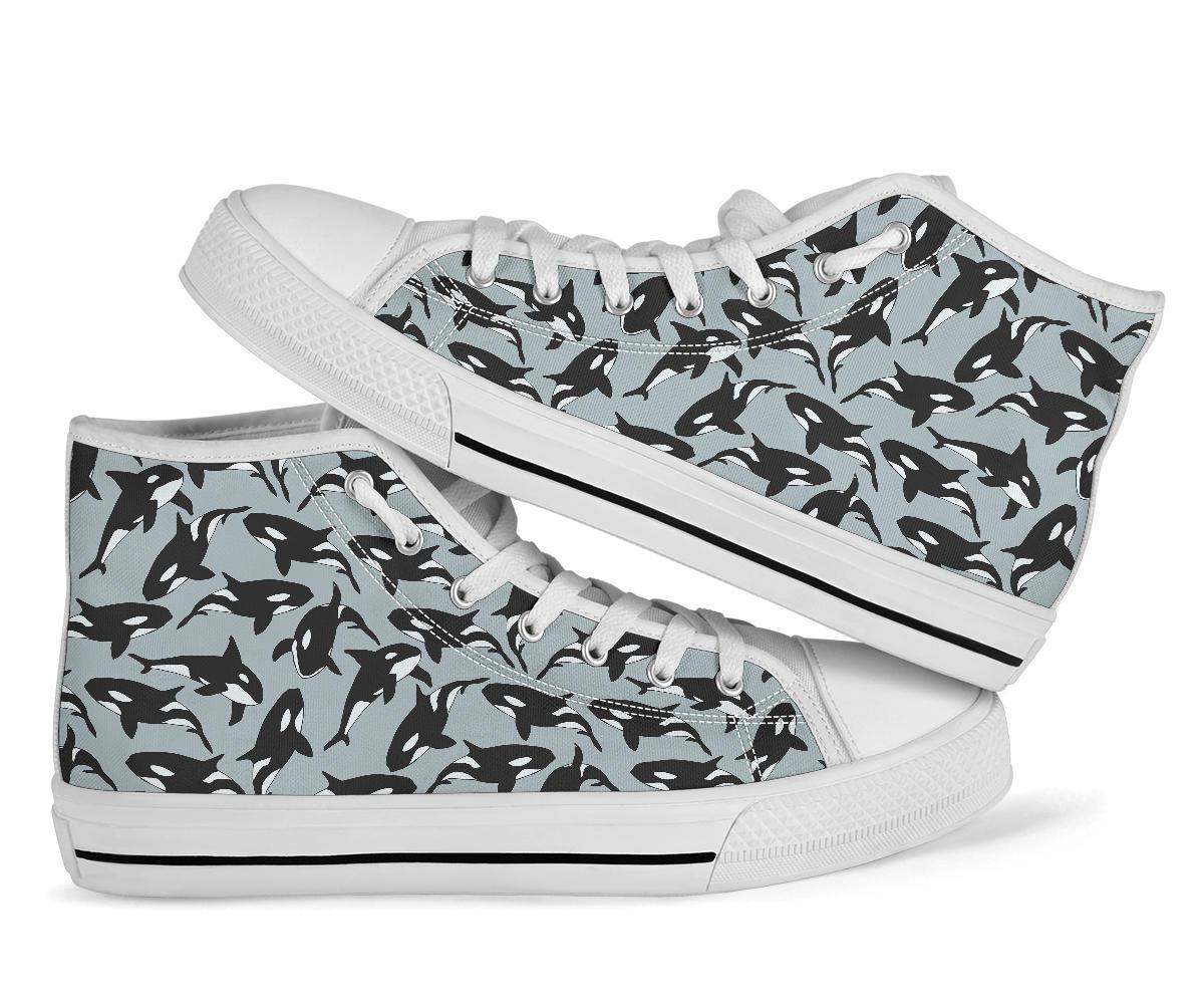 Orca Killer Whale Print Pattern Men Women's High Top Shoes-grizzshop