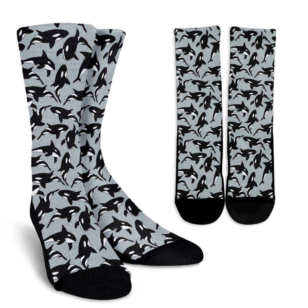 Orca Killer Whale Print Pattern Unisex Crew Socks-grizzshop