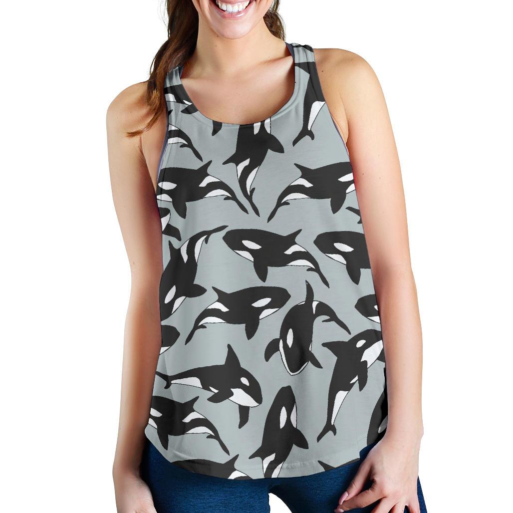Orca Killer Whale Print Pattern Racerback Tank Tops-grizzshop