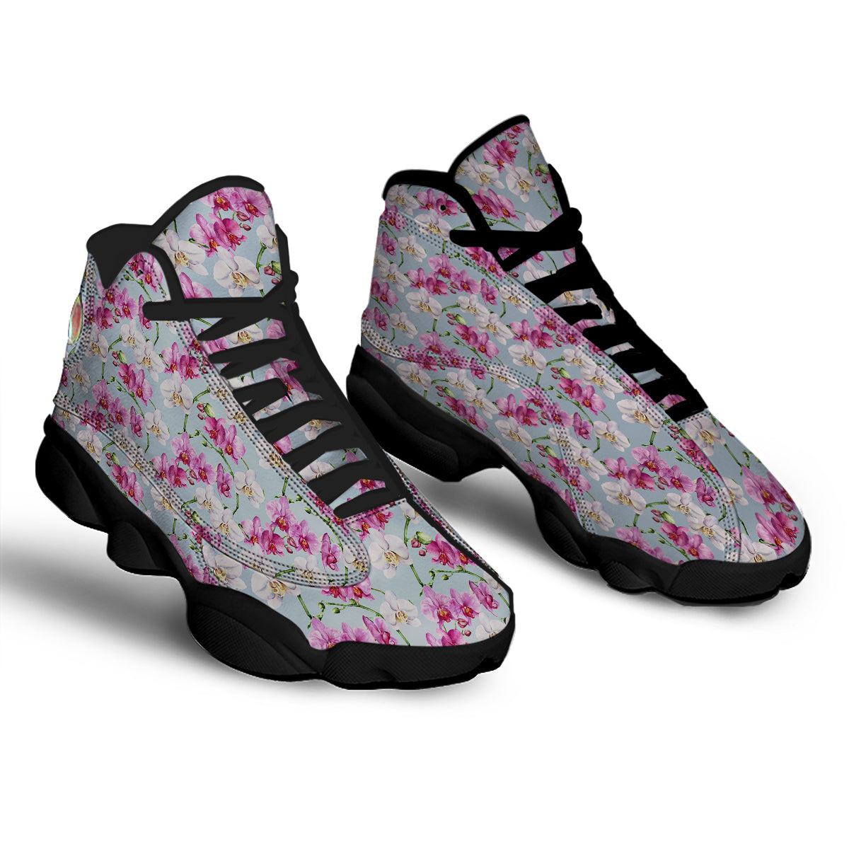 Orchid Cute Print Black Basketball Shoes-grizzshop