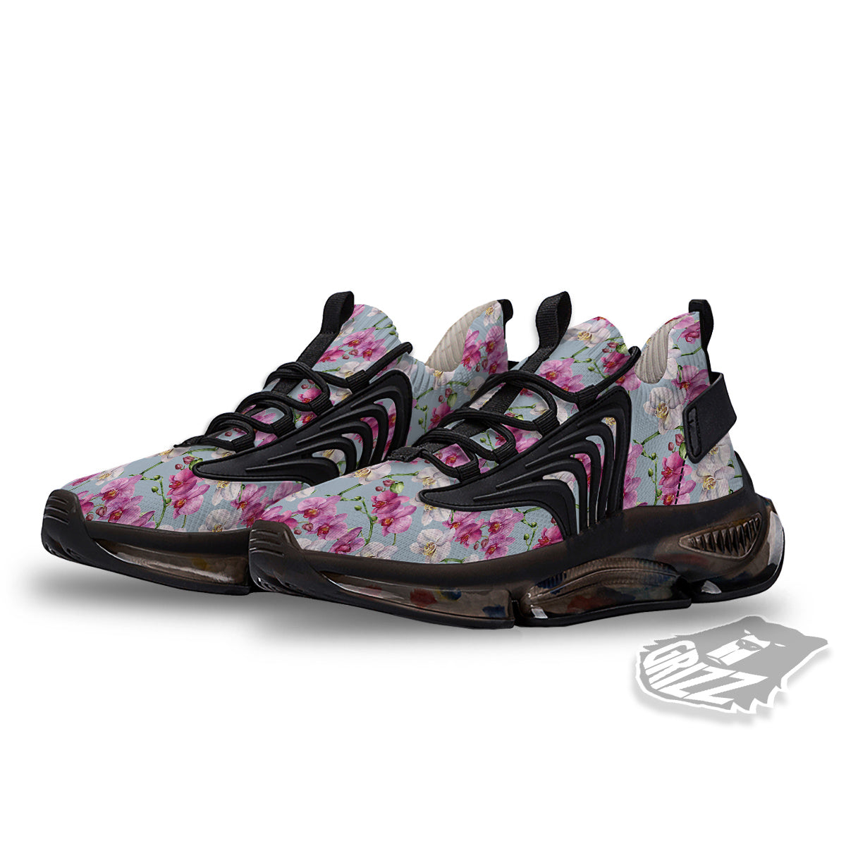 Orchid Cute Print Black Gym Shoes-grizzshop