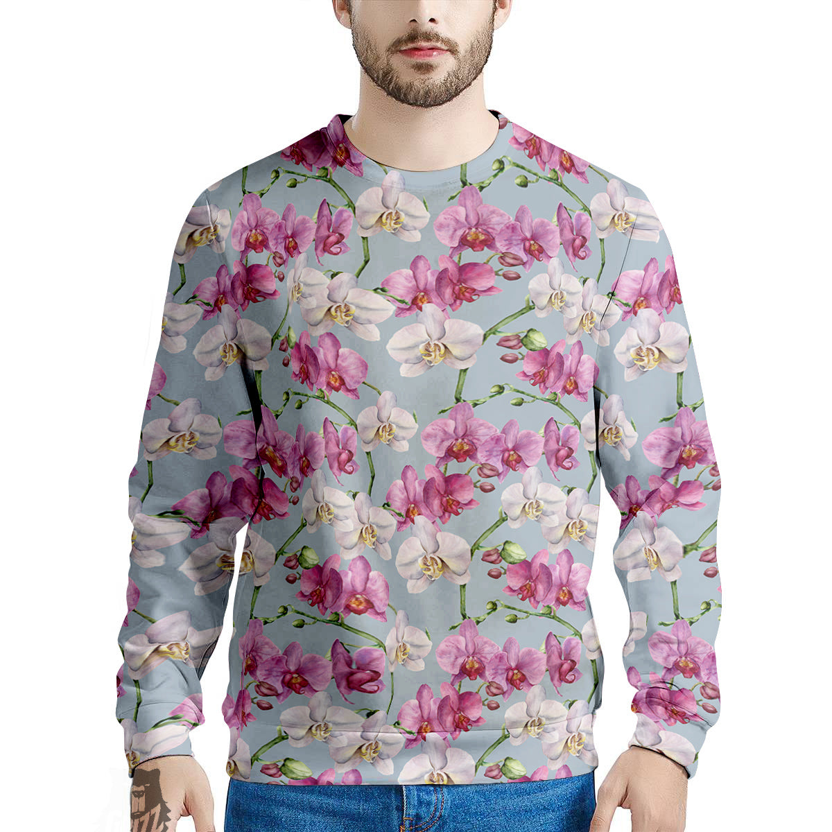 Orchid Cute Print Men's Sweatshirt-grizzshop