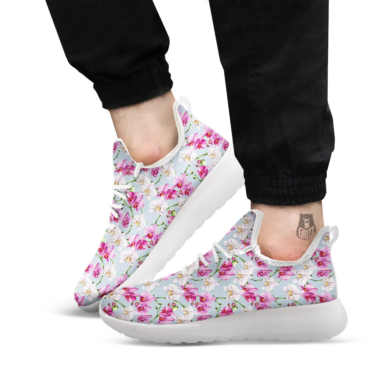 Orchid Cute Print White Athletic Shoes-grizzshop