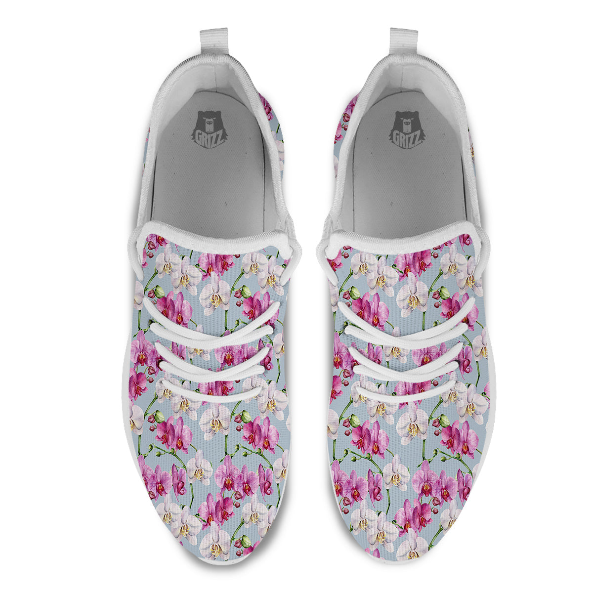 Orchid Cute Print White Athletic Shoes-grizzshop