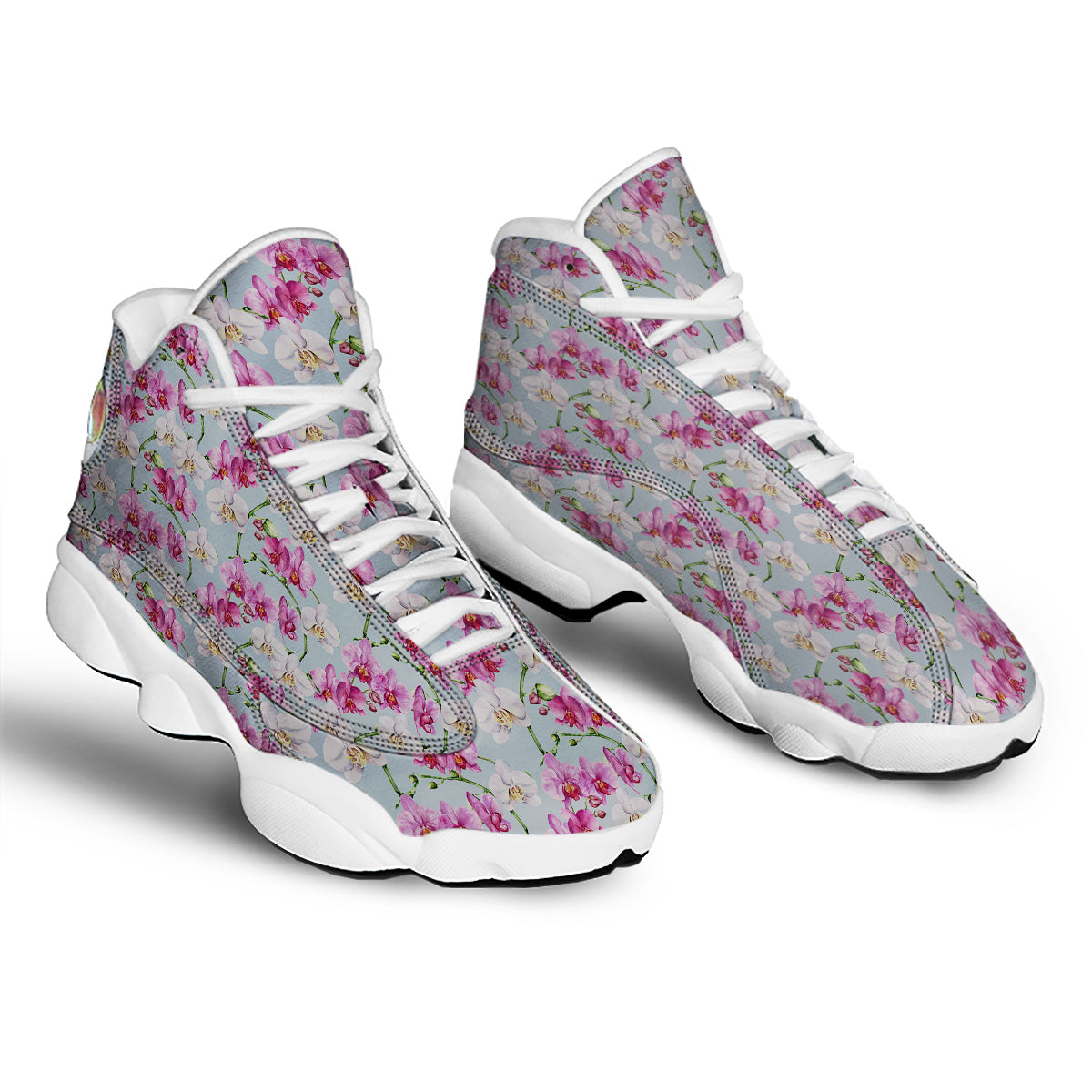 Orchid Cute Print White Basketball Shoes-grizzshop
