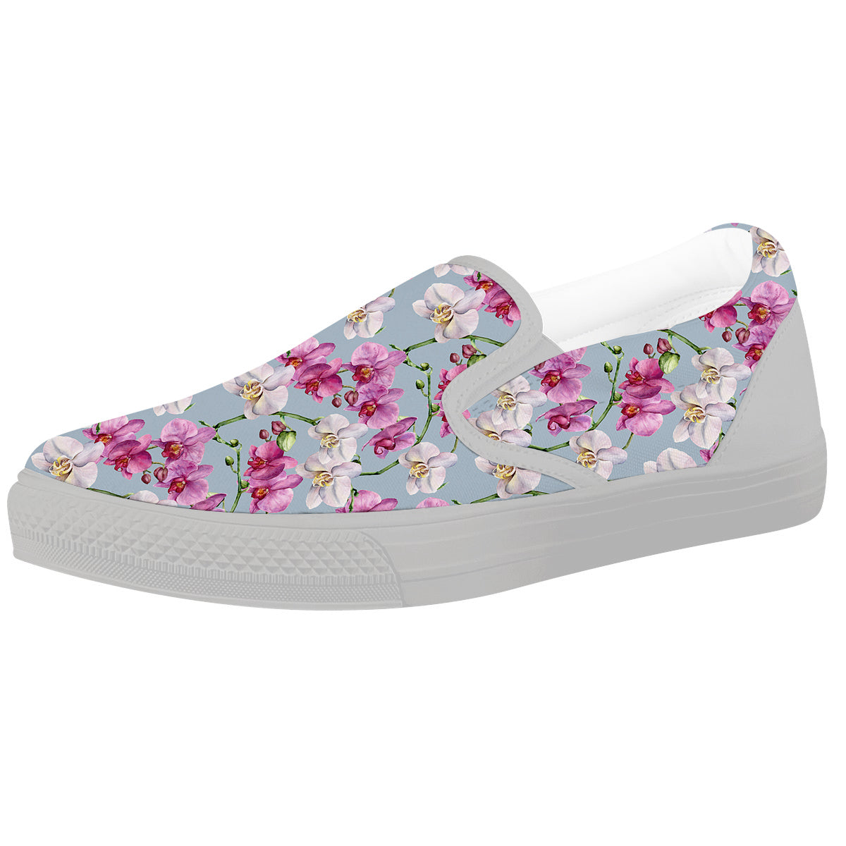 Orchid Cute Print White Slip On Shoes-grizzshop
