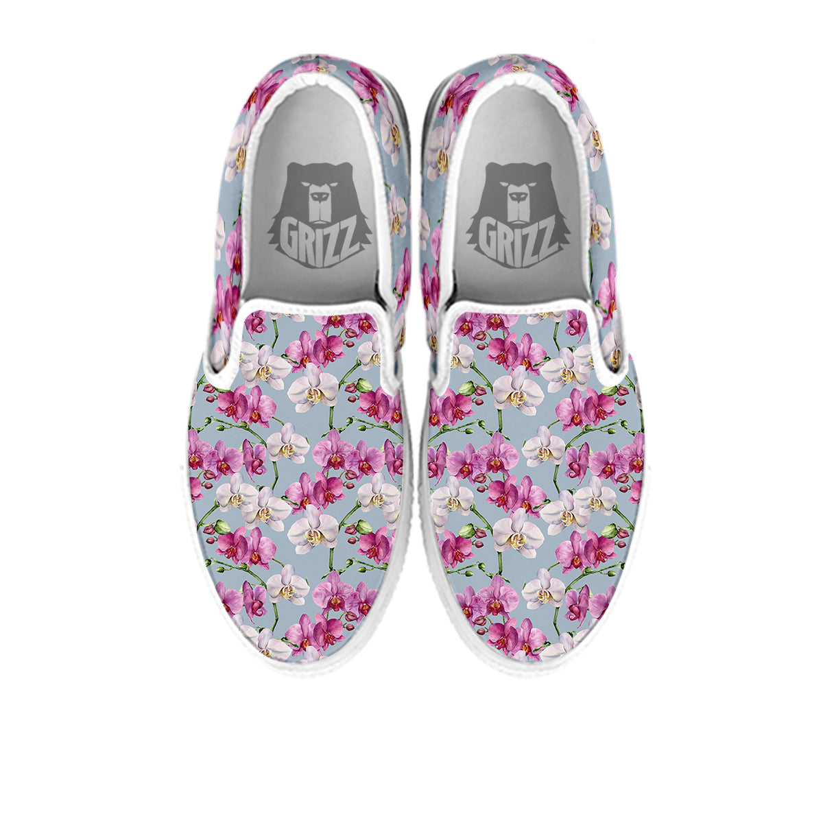 Orchid Cute Print White Slip On Shoes-grizzshop