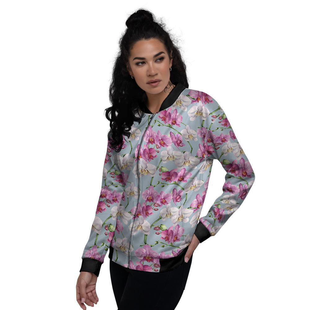 Orchid Cute Print Women's Bomber Jacket-grizzshop