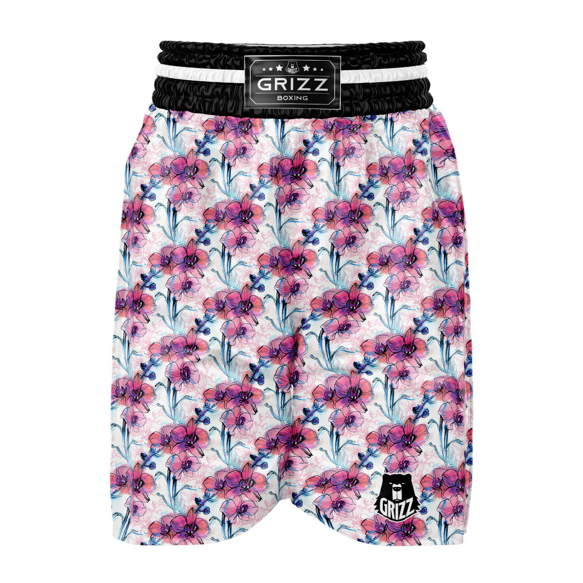 Orchid Drawing Print Pattern Boxing Shorts-grizzshop