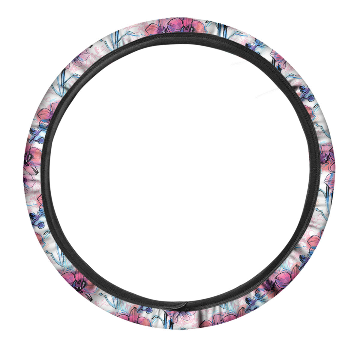 Orchid Drawing Print Pattern Car Steering Wheel Cover-grizzshop