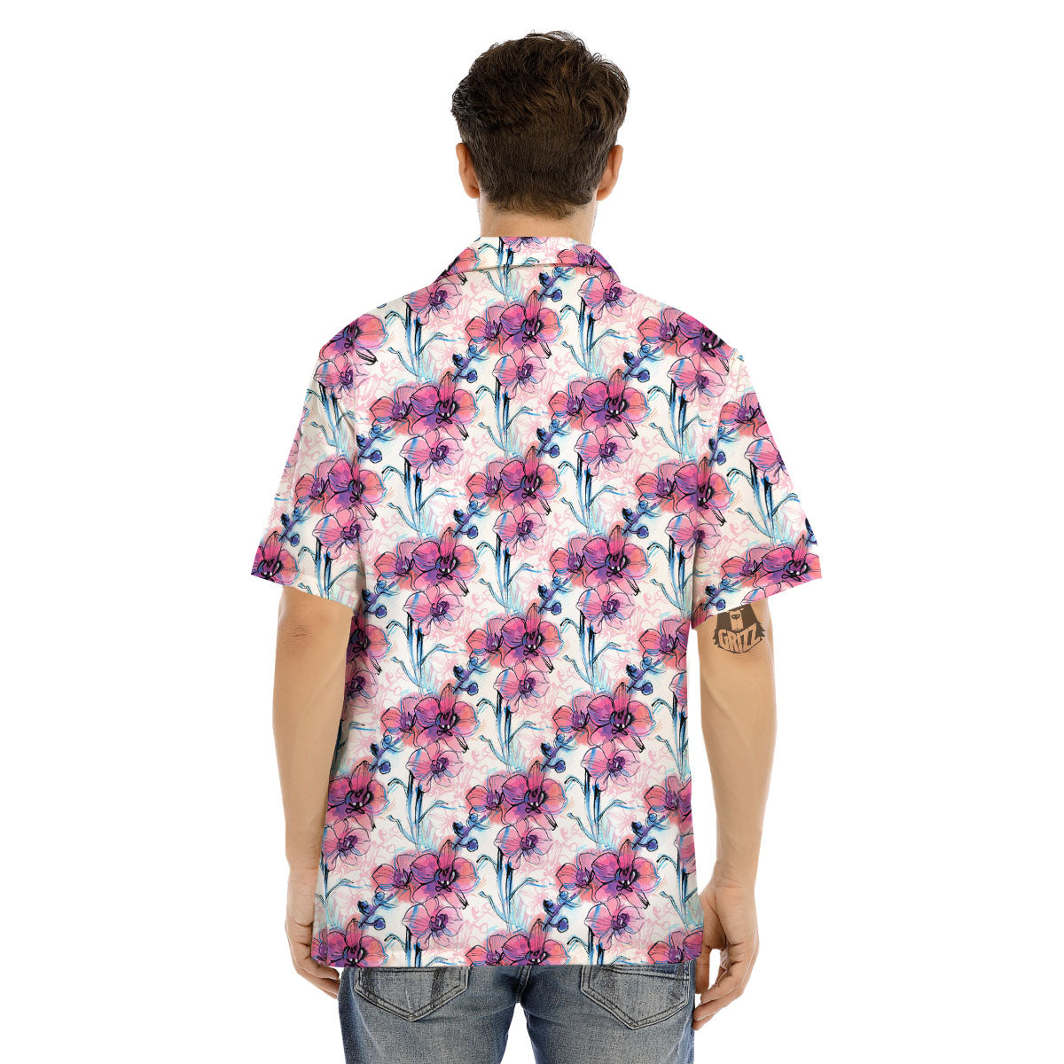 Orchid Drawing Print Pattern Men's Hawaiian Shirt-grizzshop