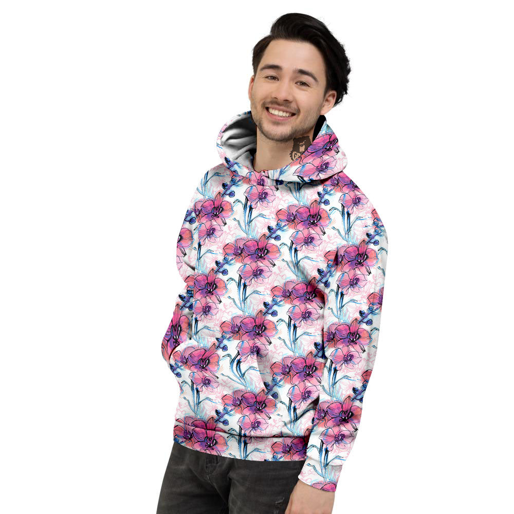 Orchid Drawing Print Pattern Men's Hoodie-grizzshop