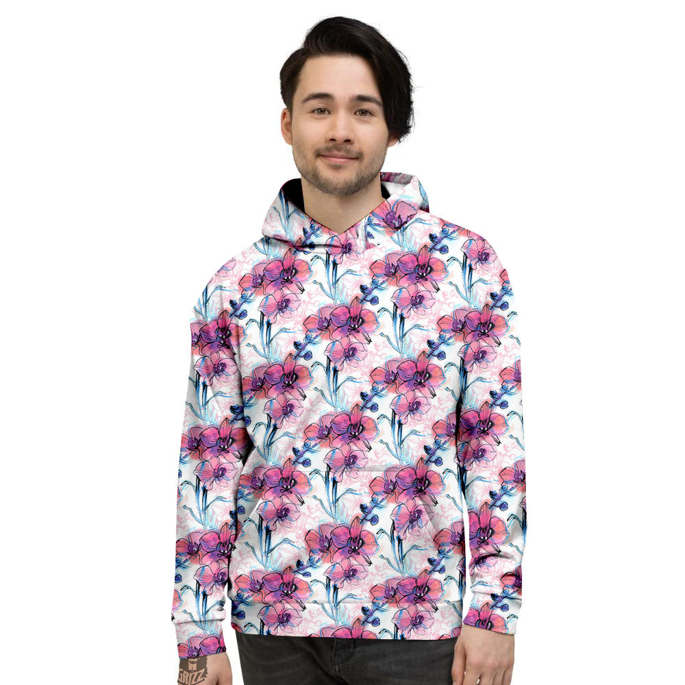 Orchid Drawing Print Pattern Men's Hoodie-grizzshop