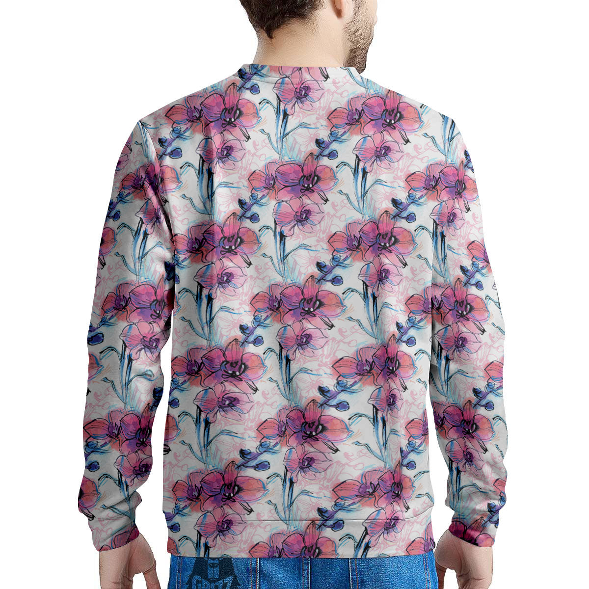 Orchid Drawing Print Pattern Men's Sweatshirt-grizzshop