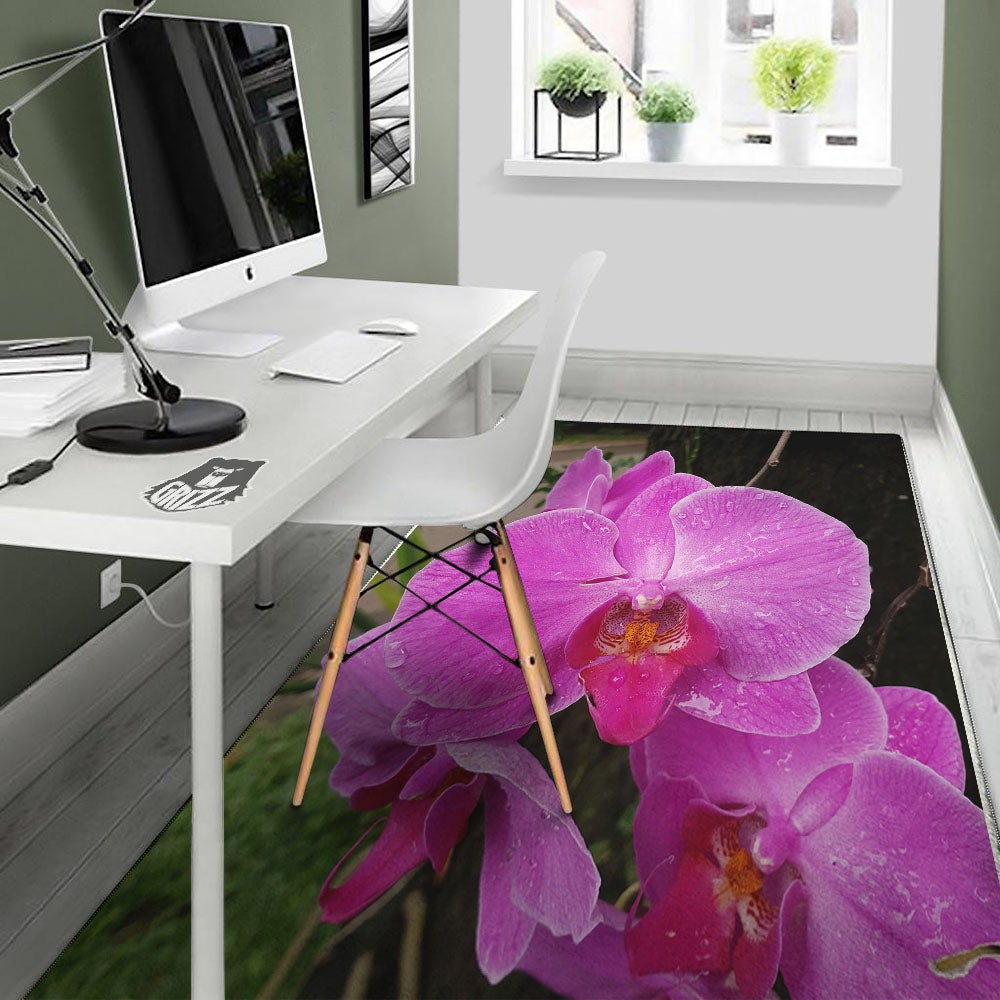 Orchid Flower Magenta Print Floor Mat-grizzshop