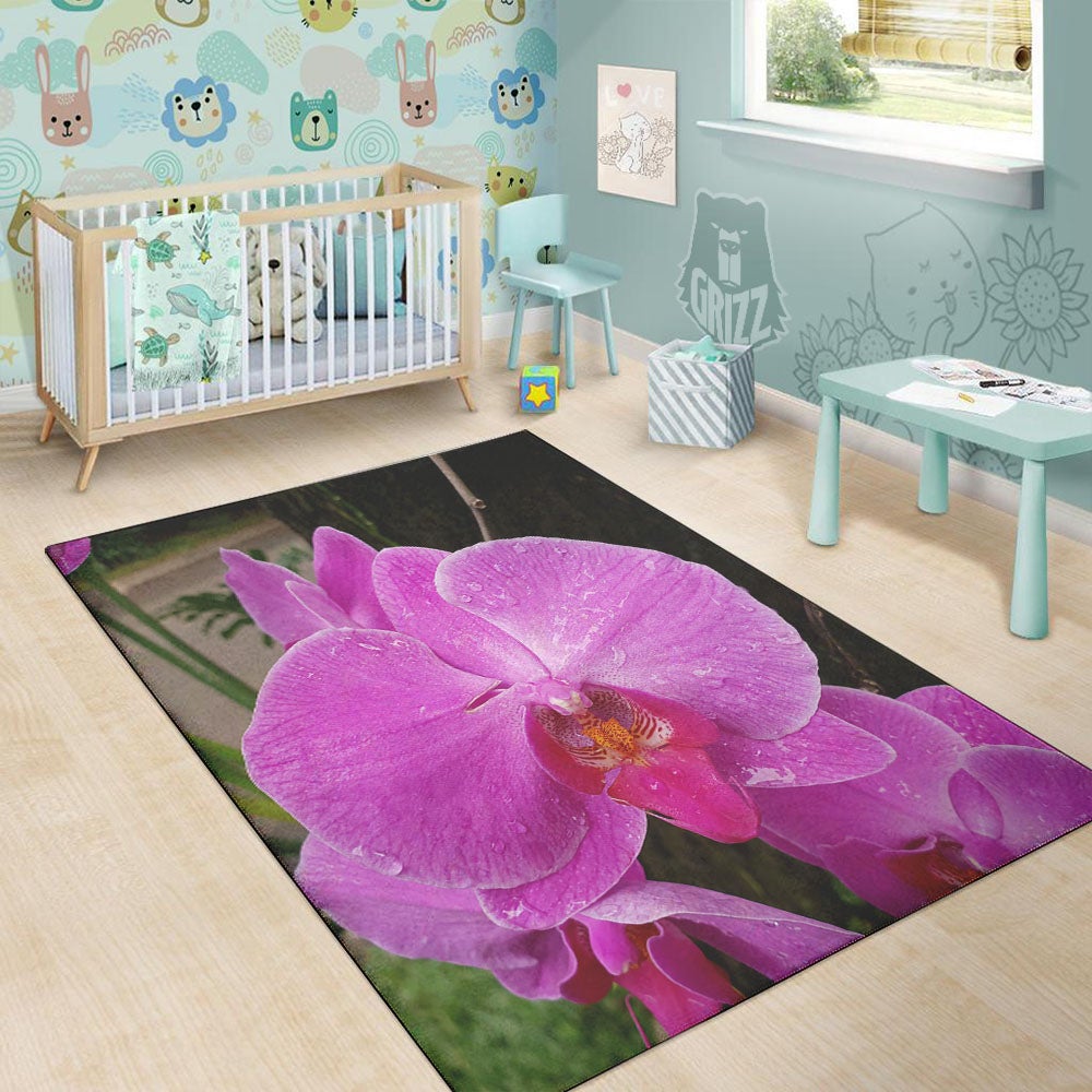 Orchid Flower Magenta Print Floor Mat-grizzshop