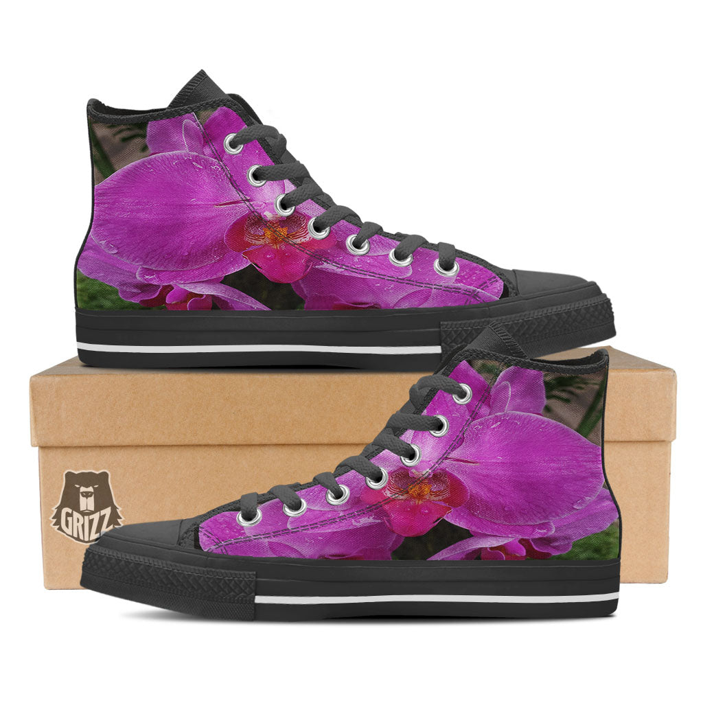 Orchid Flower Magenta Print High Top Shoes-grizzshop