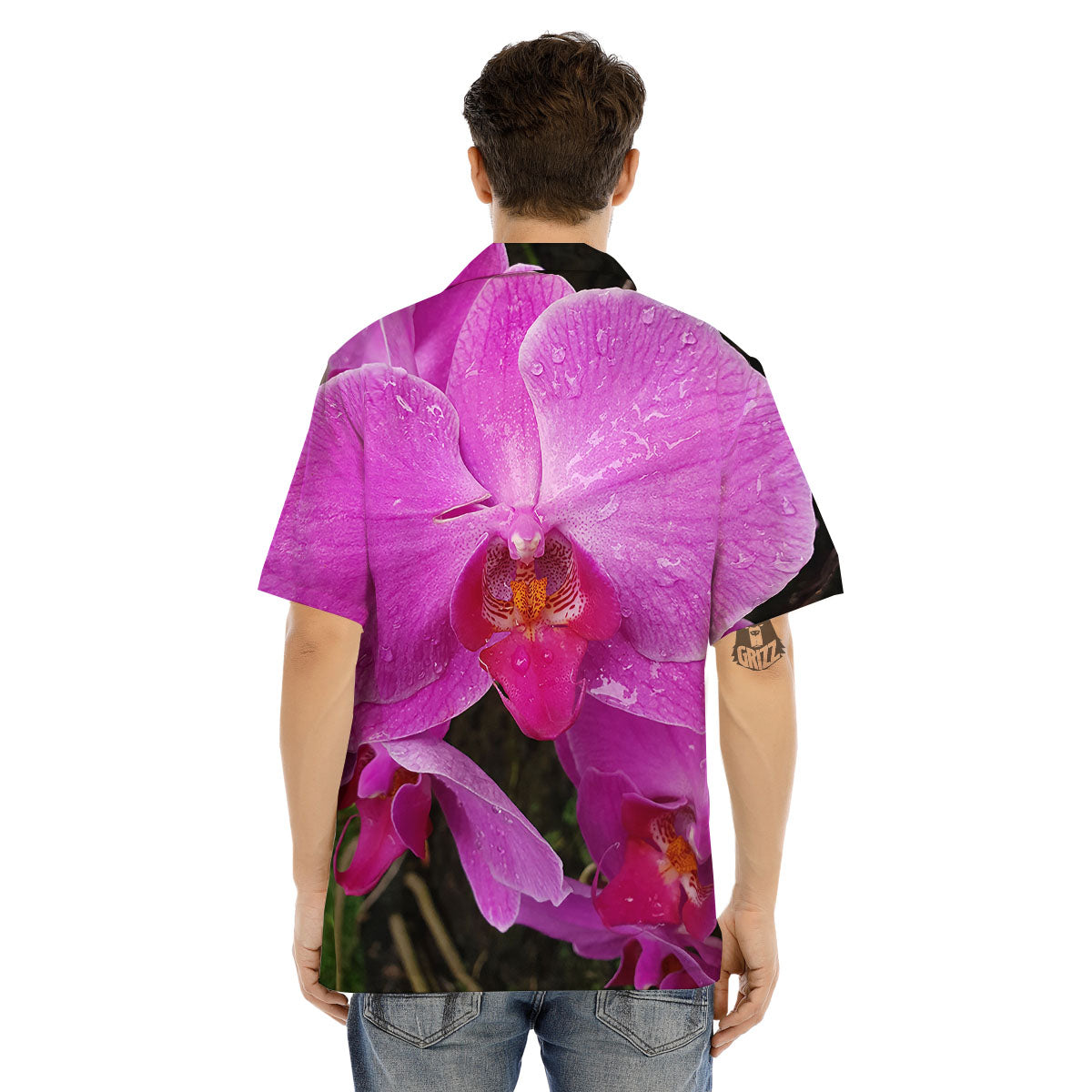 Orchid Flower Magenta Print Men's Hawaiian Shirt-grizzshop