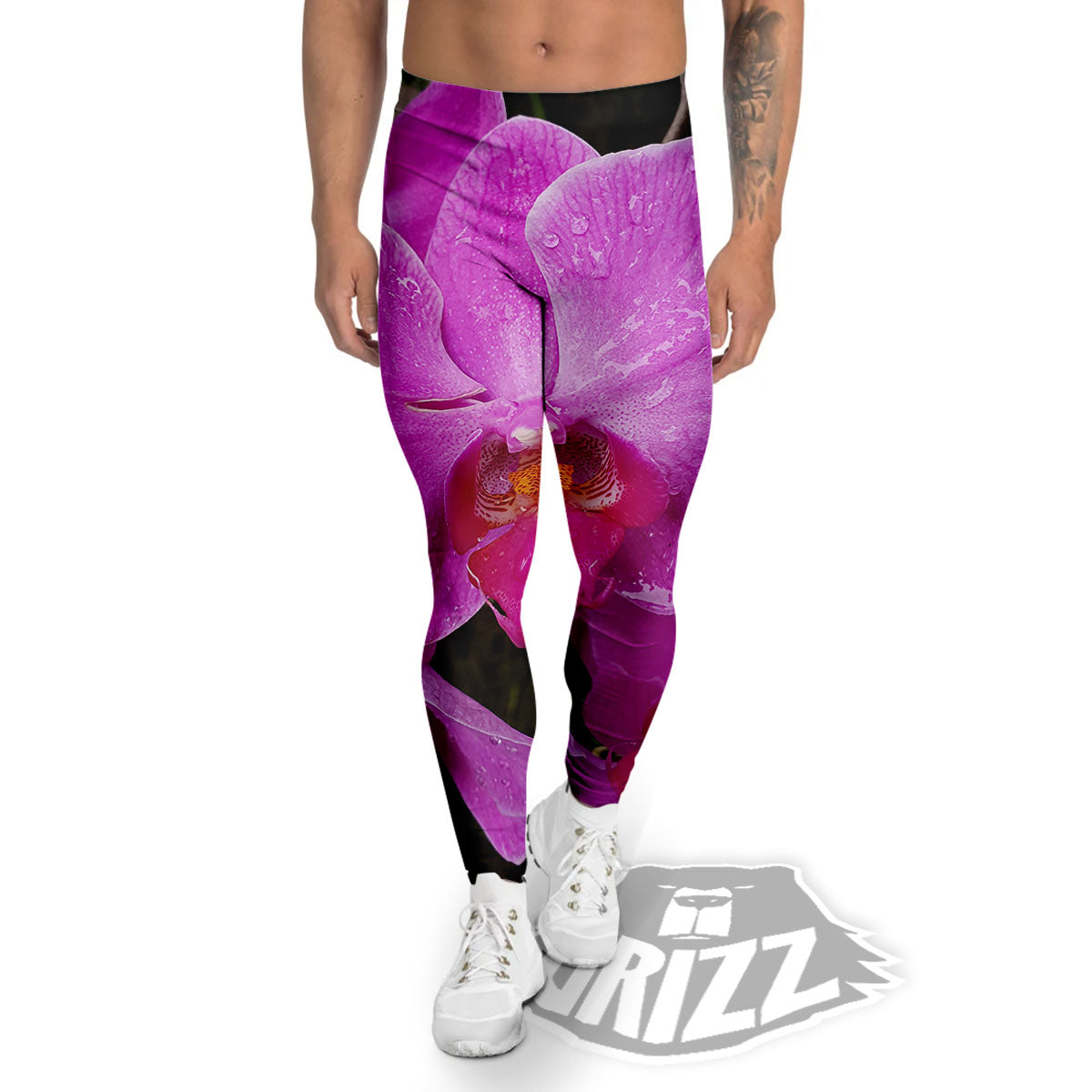 Orchid Flower Magenta Print Men's Leggings-grizzshop