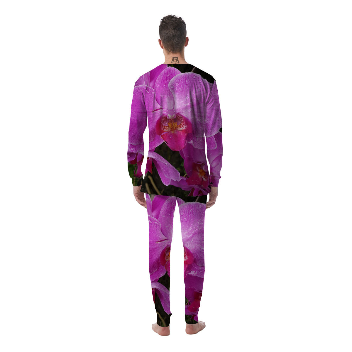 Orchid Flower Magenta Print Men's Pajamas-grizzshop
