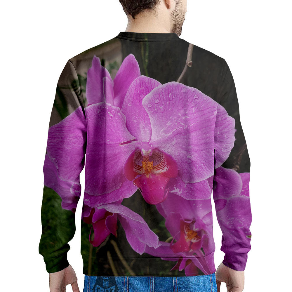 Orchid Flower Magenta Print Men's Sweatshirt-grizzshop