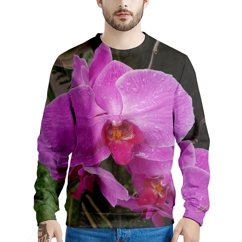 Orchid Flower Magenta Print Men's Sweatshirt-grizzshop