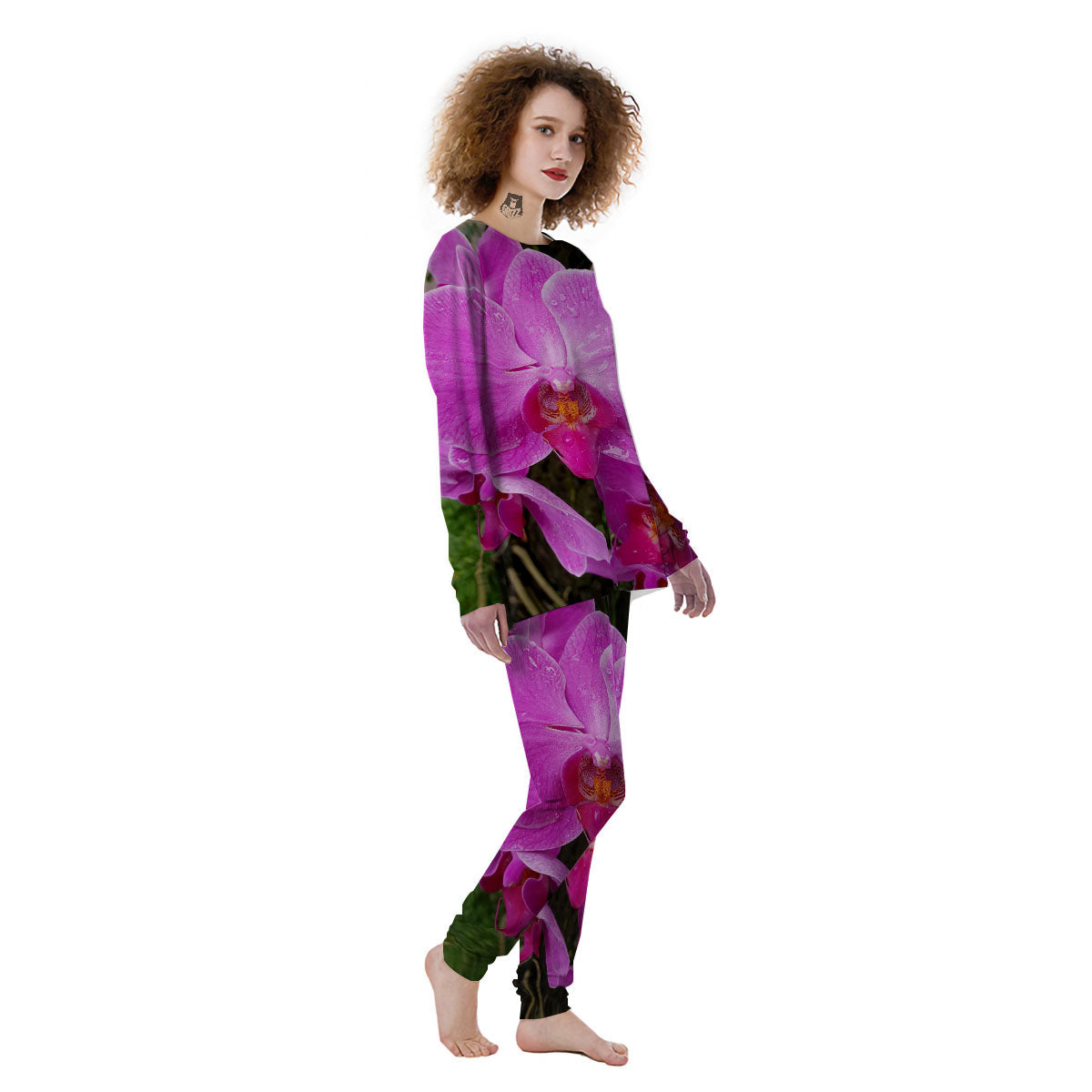 Orchid Flower Magenta Print Women's Pajamas-grizzshop
