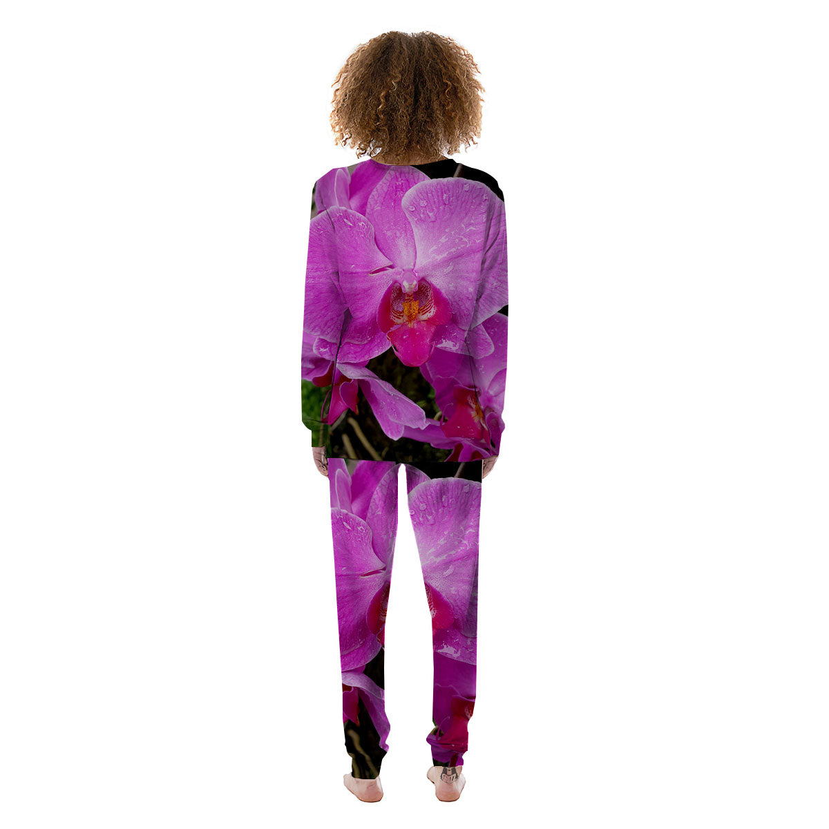 Orchid Flower Magenta Print Women's Pajamas-grizzshop