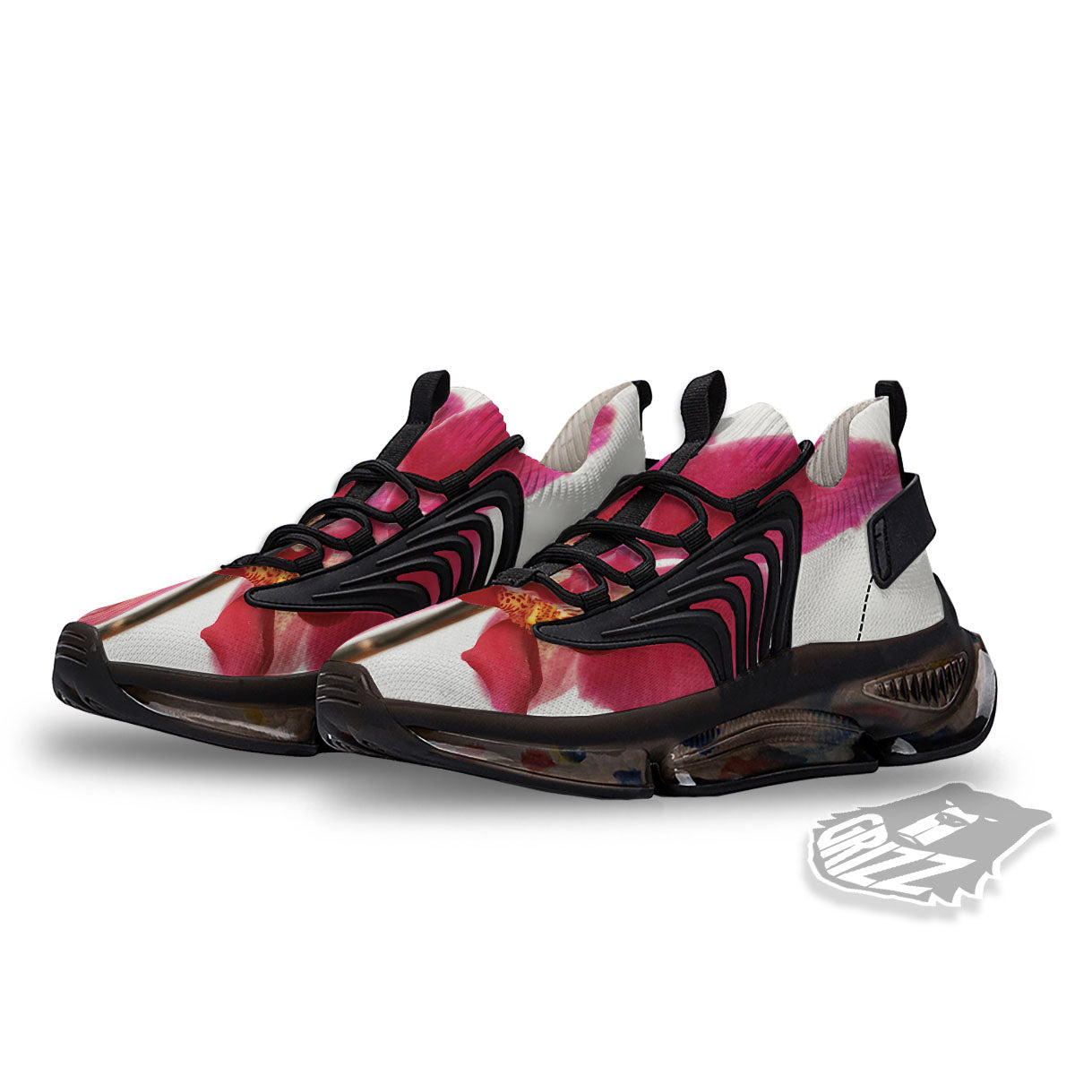 Orchid Flower Pink Print Black Gym Shoes-grizzshop