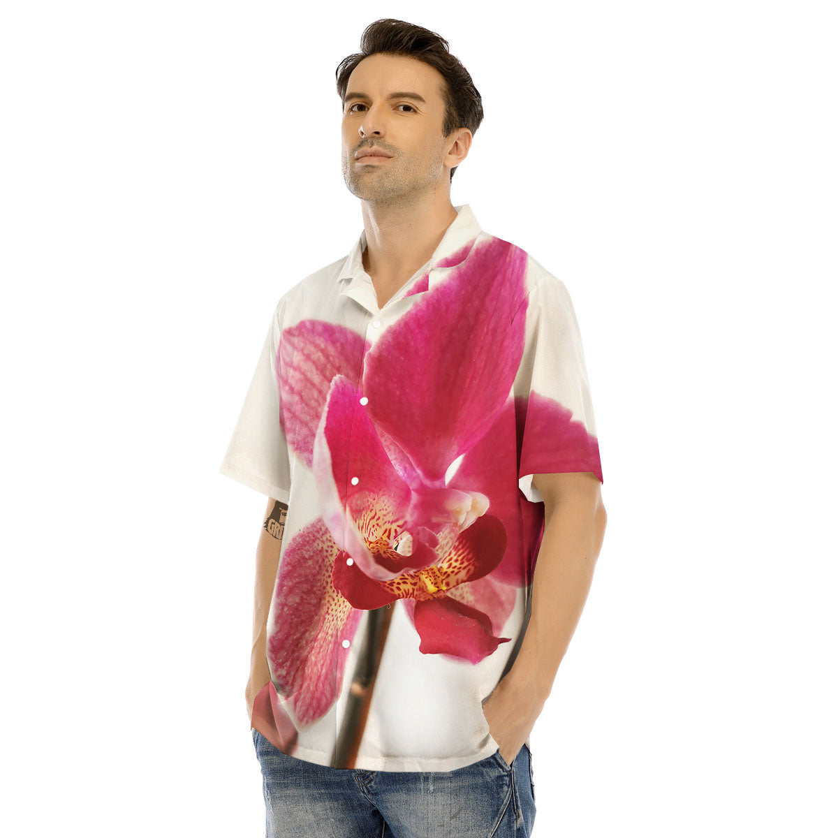 Orchid Flower Pink Print Men's Hawaiian Shirt-grizzshop