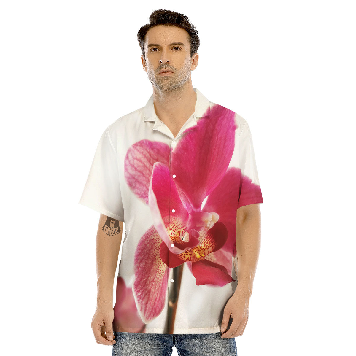 Orchid Flower Pink Print Men's Hawaiian Shirt-grizzshop