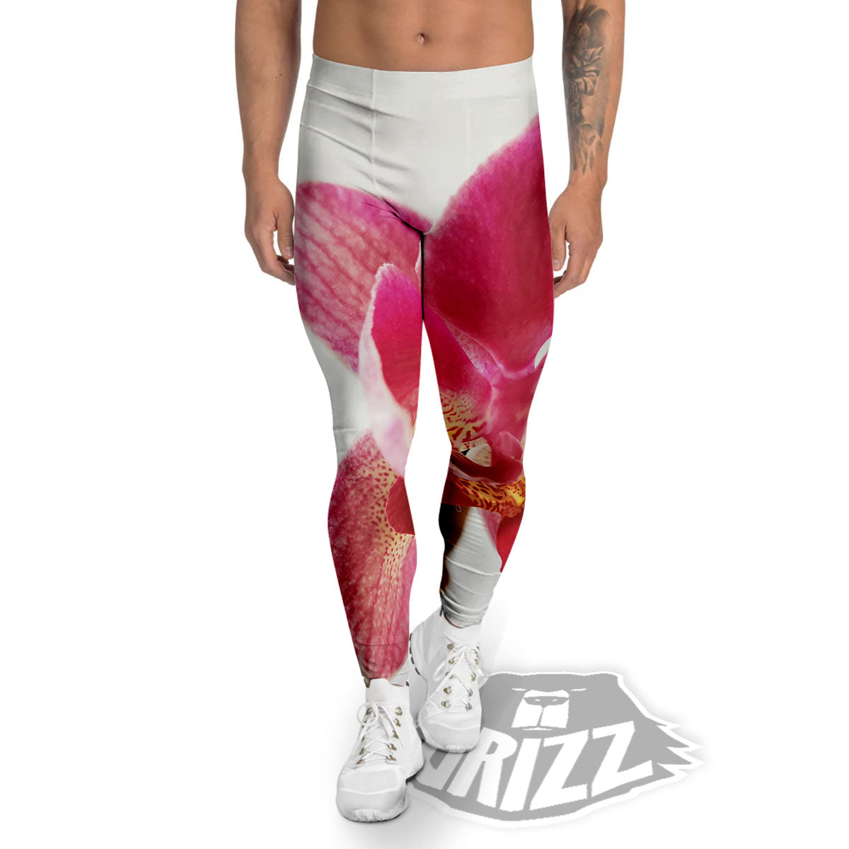 Orchid Flower Pink Print Men's Leggings-grizzshop