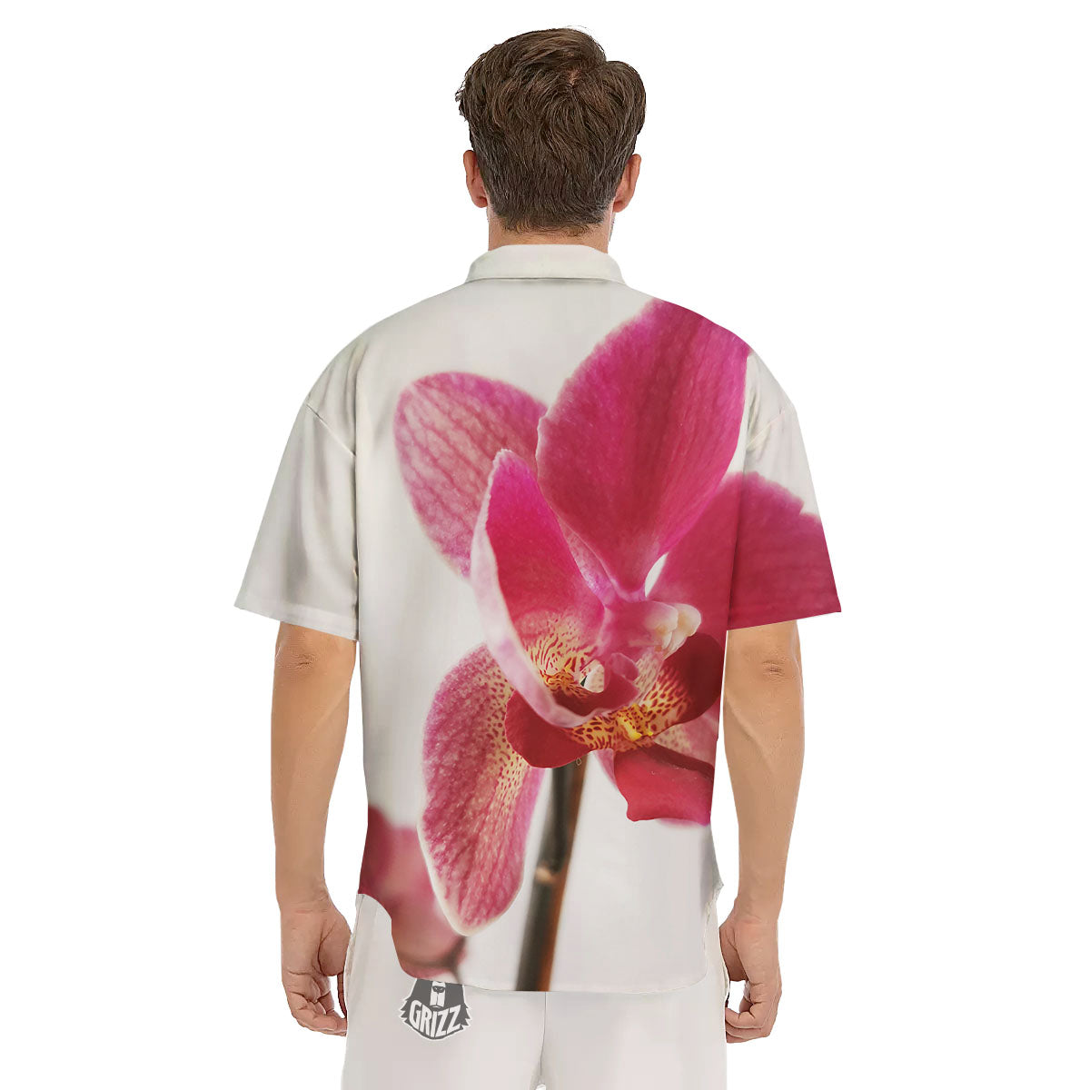 Orchid Flower Pink Print Men's Short Sleeve Shirts-grizzshop