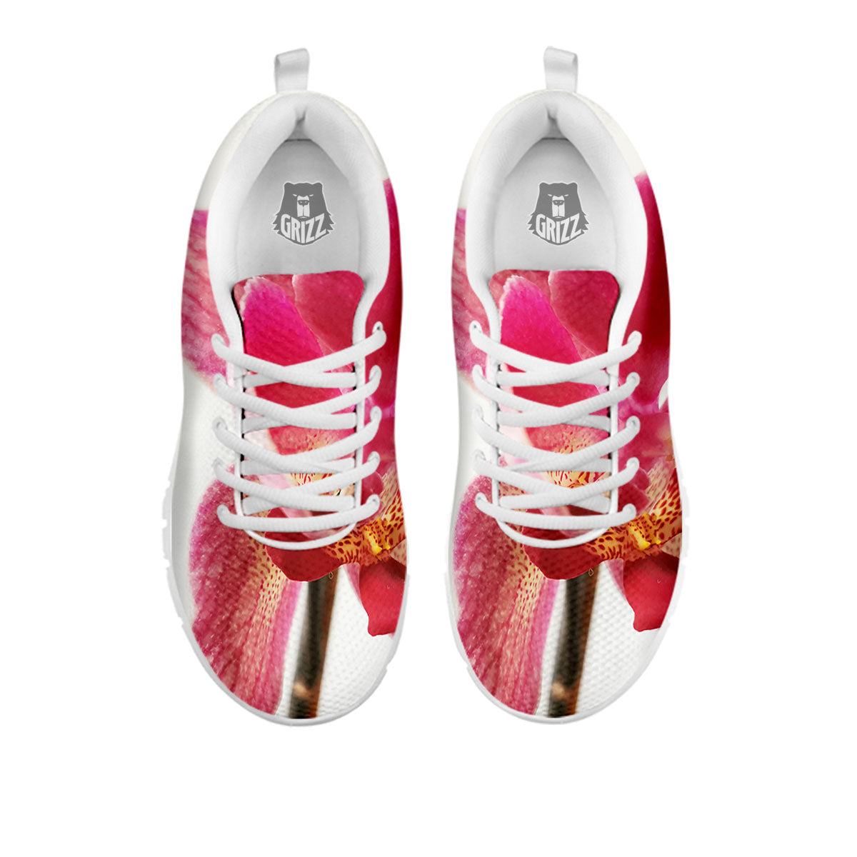 Orchid Flower Pink Print White Sneaker-grizzshop