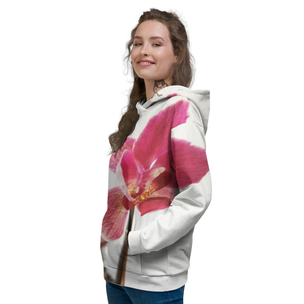 Orchid Flower Pink Print Women's Hoodie-grizzshop