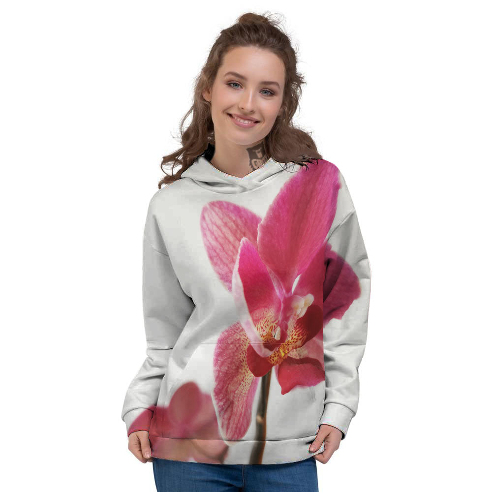 Orchid Flower Pink Print Women's Hoodie-grizzshop