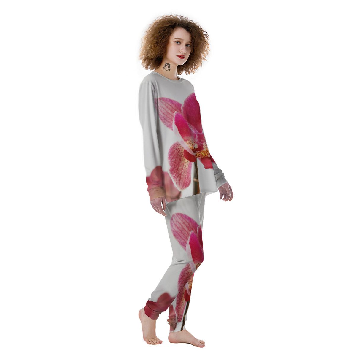 Orchid Flower Pink Print Women's Pajamas-grizzshop