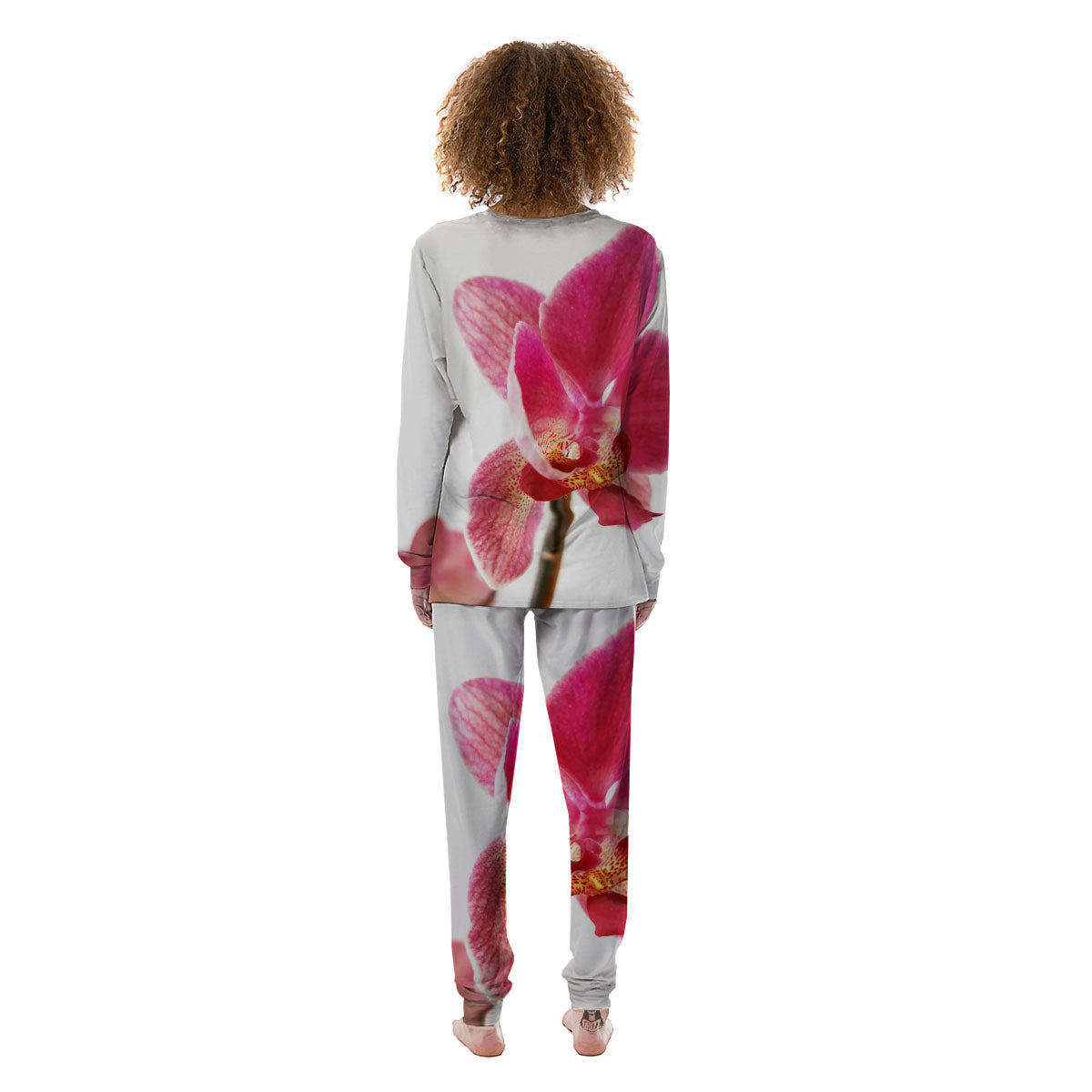 Orchid Flower Pink Print Women's Pajamas-grizzshop