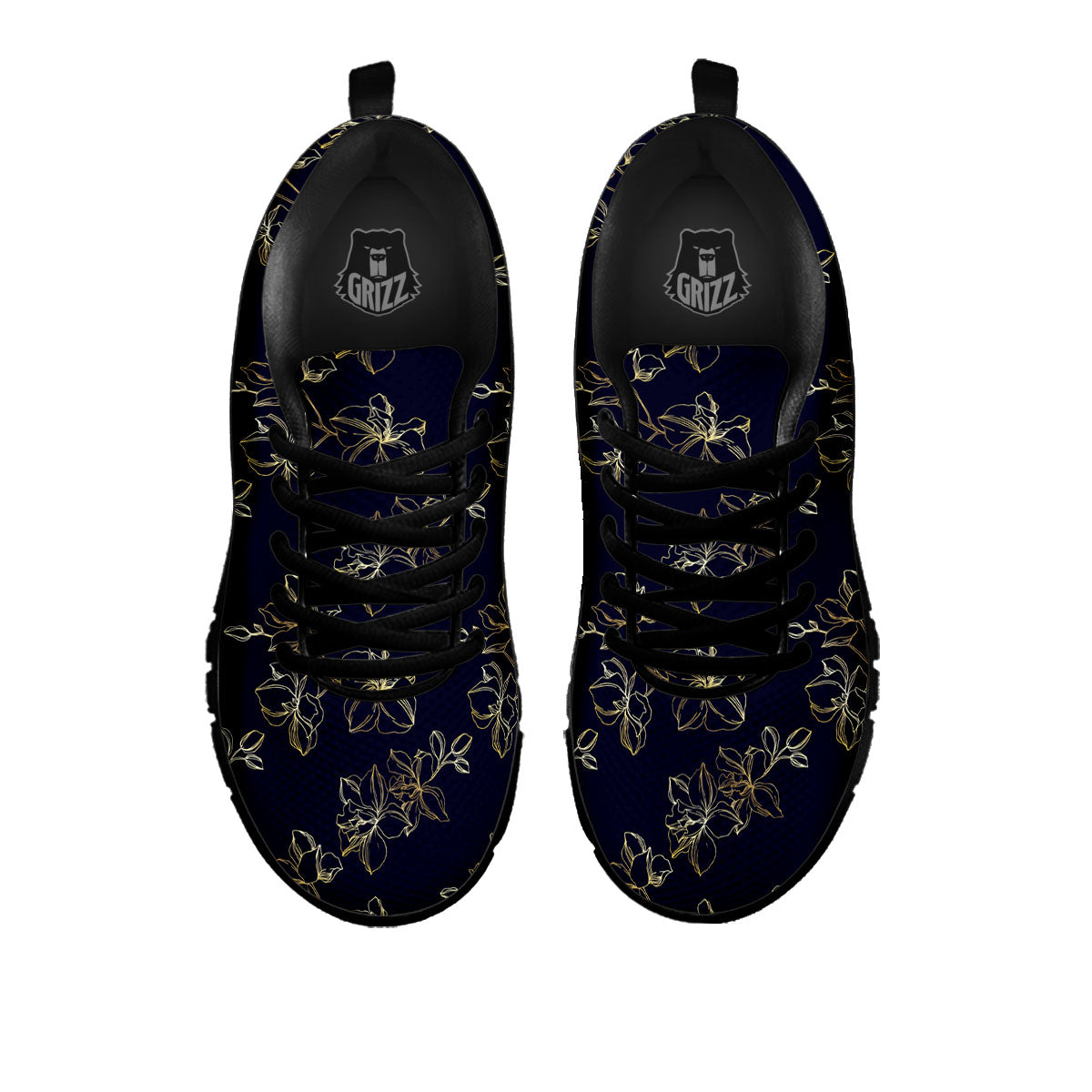 Orchid Golden Print Pattern Black Sneaker-grizzshop